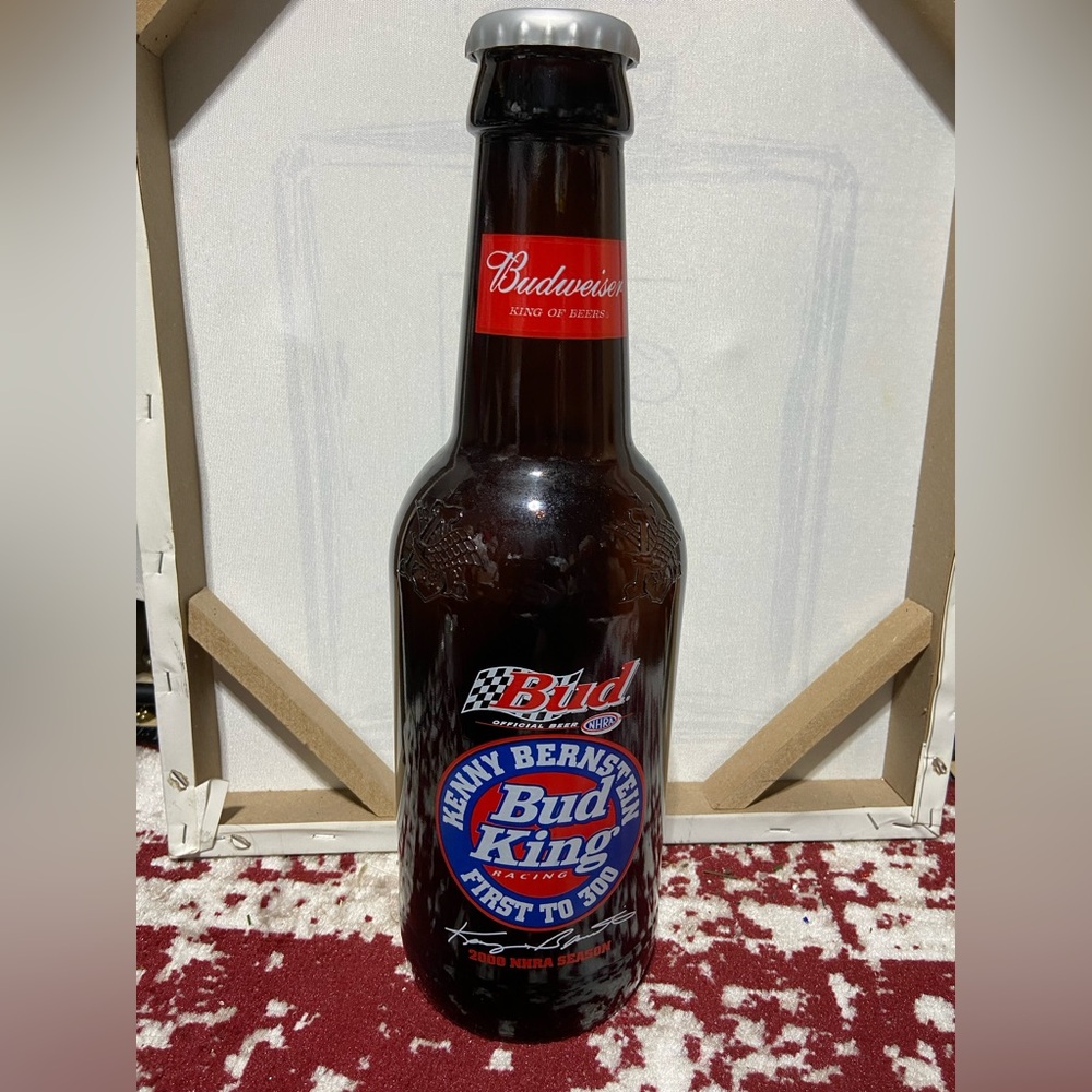 Vintage Budweiser Bottle NHRA Season Kenny Bernstein 1st to Reach 300M/H